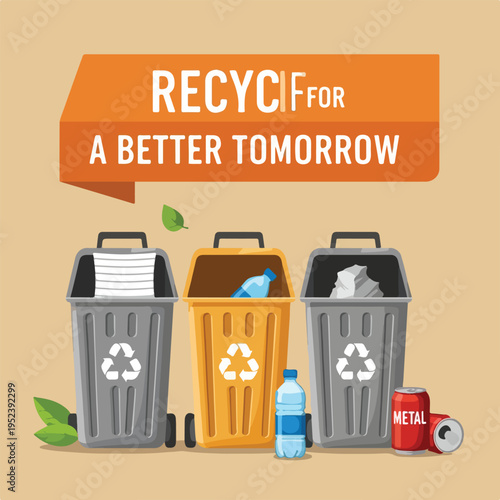 Recycling bins for paper plastic metal 3.