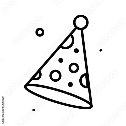 Modern line icon representing colorful party hat celebration accessory
