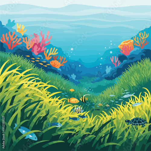 Colorful Fish Swimming in Seaweed Reef 3.