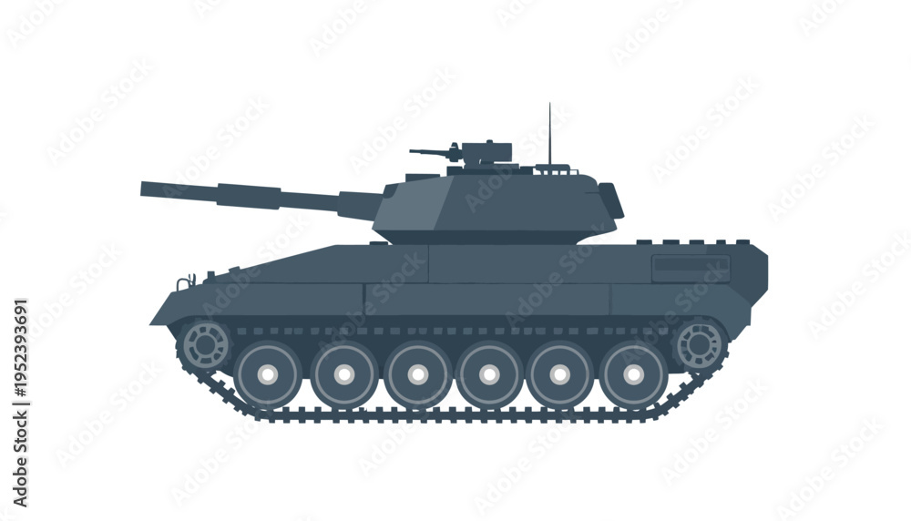 Fototapeta premium Military combat vehicle illustration side view on white background