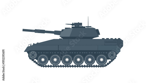 Military combat vehicle illustration side view on white background