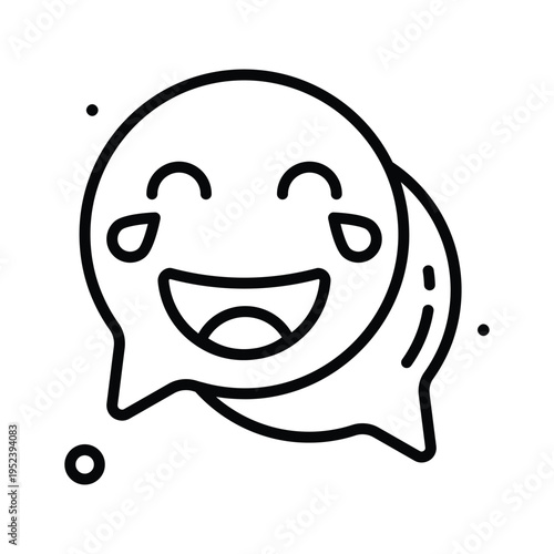 A visually appealing line icon showing laughing chat bubble