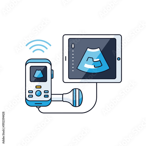 Portable Ultrasound Device Displaying Fetal Image Wirelessly.