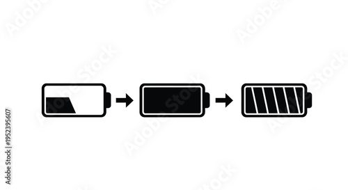 Battery charge levels progressing from low to full black silhouette