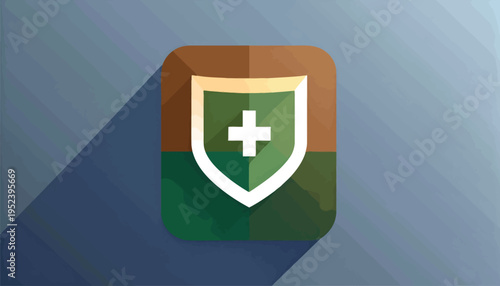 Shield with a medical cross icon representing healthcare and protection