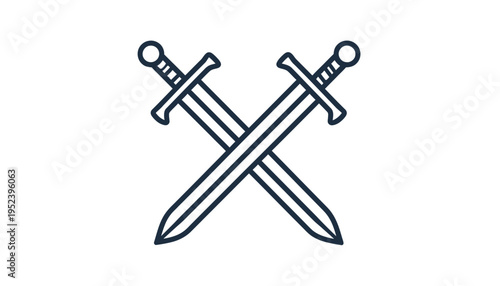 Two crossed swords icon vector drawing simple lines