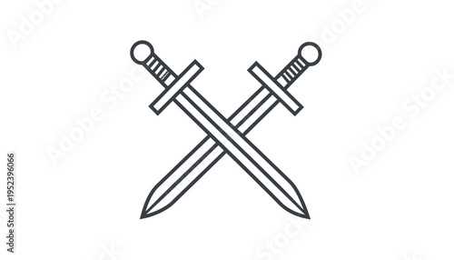 Two crossed swords icon representing combat, battle, or historical conflict, a symbol of medieval warfare and chivalry