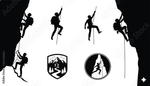 Skiing and ice skating silhouette illustration set, winter sports artwork, dynamic athlete design inspiration, seasonal motion collection