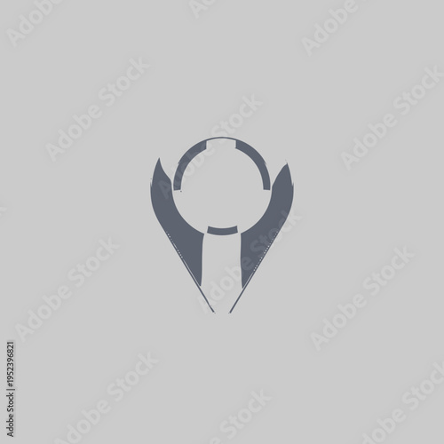 Modern abstract vector graphic blending a stylized location pin with a concentric circle design, representing precision, navigation, and focal points in a minimalist style