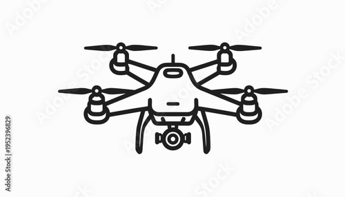 Quadrocopter drone with camera icon vector illustration of aerial photography and videography equipment