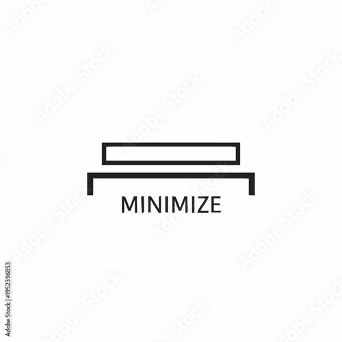 Icon representing the concept of minimizing or reducing something, with the word MINIMIZE clearly displayed below an abstract graphical element suggesting a reduction or compacting action