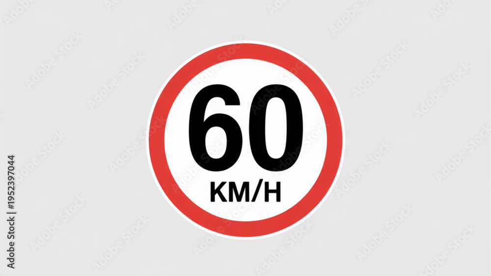 Fototapeta premium Speed Limit 60 Circular Sign