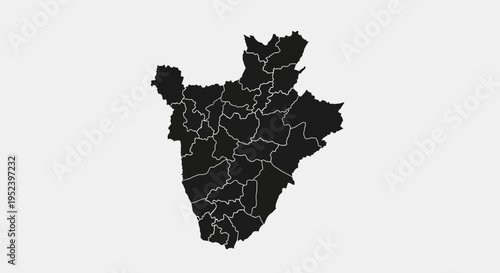 Map of Burundi with internal administrative divisions highlighted in black