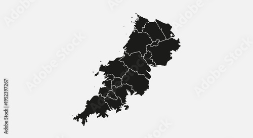 Map of Cornwall, United Kingdom, Divided into Administrative Regions