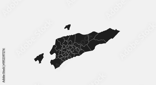 Map of East Timor with Administrative Divisions