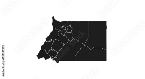 Map of Equatorial Guinea, Black Silhouette, Isolated on White Background