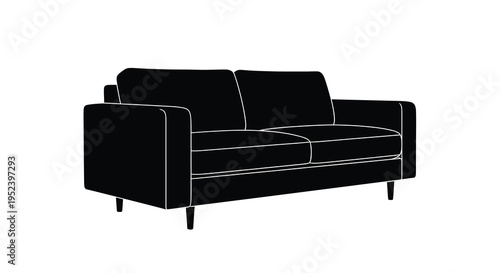 Modern sofa design isolated on a white background black silhouette