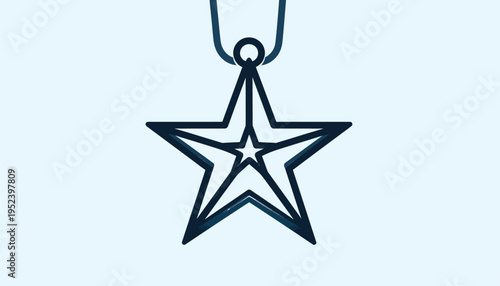 Geometric star pendant necklace icon with a celestial, shining, and radiant design for award and recognition