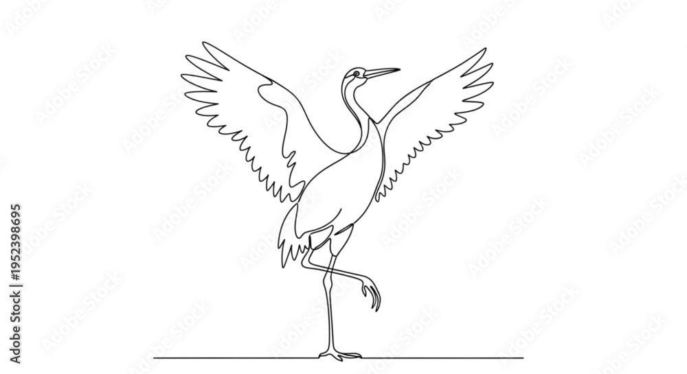 Obraz premium Crane dancing gracefully on one leg with outstretched wings 