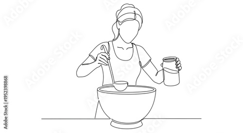 Woman mixing ingredients in bowl while preparing for a party  