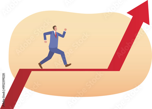 上昇矢印と男性