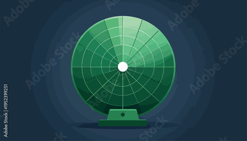 Sleek Digital Radar Dish Illustration with Scanning Grid Display, Perfect for Technology, Network Communication, and Security Concepts, Data Analysis, and Monitoring Systems