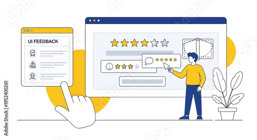 Customer feedback and user experience rating on a website interface