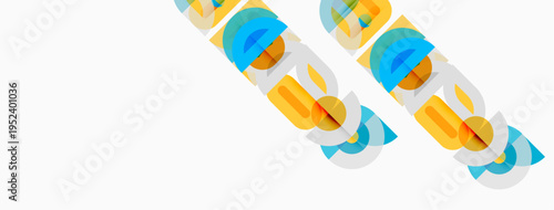 Abstract colorful overlapping shapes create dynamic visual pattern. Bright hues suggest modern design, texture, depth.