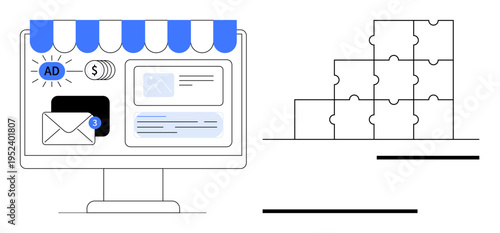 Digital marketing concept. Digital marketing tools for ads, email campaigns, and business strategies. Digital marketing for effective brand promotion and business growth. Used in e-commerce, brand