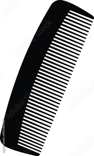 Comb silhouette illustration, hair grooming tool design, black vector artwork, hairstyling accessory symbol, personal care graphic, beauty salon icon template
