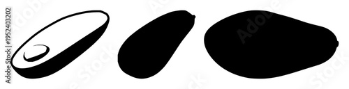 Avocado half set with pit silhouette featuring avocado, fruit, silhouette with single fruit, green color and nutri-healthy theme