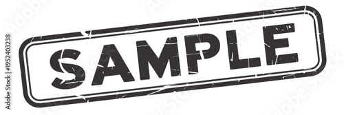 A black rectangular stamp displaying the word sample in bold capital letters