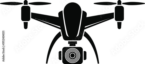 Silhouette of a drone with camera from above