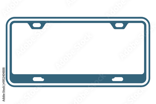 A simple blue license plate frame with white interior space is shown