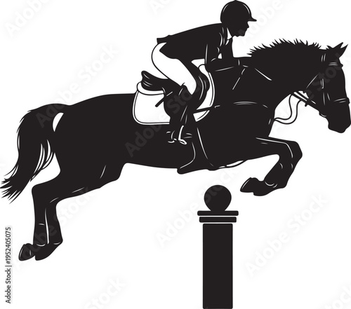 Horse jumping over obstacles