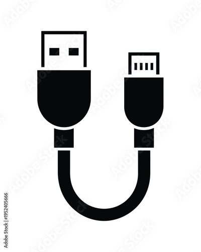 A black and white illustration of a usb to micro usb cable connection