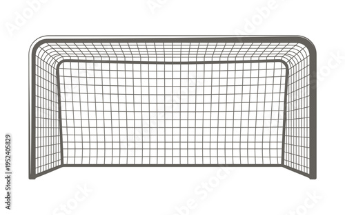 A detailed illustration of a soccer goal with a visible net structure