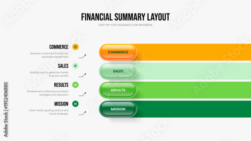 Sales Campaign Frame Layout Vector Illustration. Creative Plan 4 Step Infographic Slide Template. Corporate Proposal Four Element Diagram Slideshow Design.