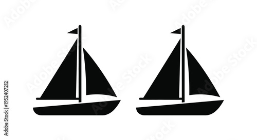Two sailing boats depicted in a minimalist black silhouette