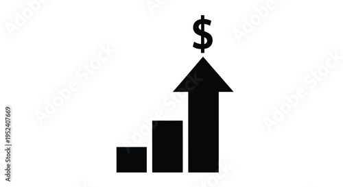 Financial growth illustrated with an upward trend a dollar sign silhouette