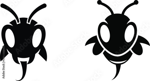 Silhouette of two black insects with white highlights