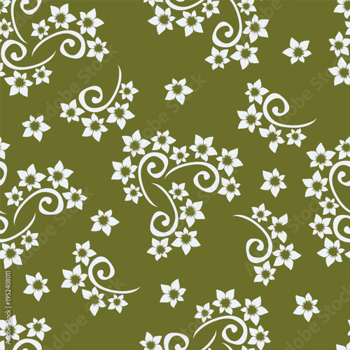 Seamless floral pattern, decorative ditsy print with gentle spring garden, wild plants. Cute botanical design with small hand drawn flowers, leaves, branches, herbs. Vector illustration.
