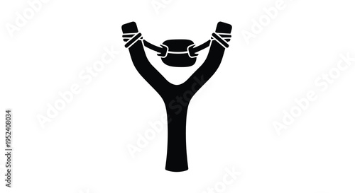 Black silhouette of a slingshot with wrapped handle grips silhouette