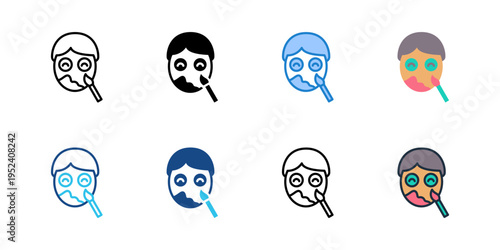 Face painter icons set multiple style collection. Editable stroke 
