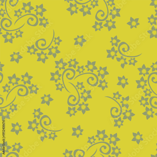Seamless beautiful vintage flower pattern textile design	
