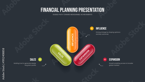 Product Analysis Three Step Infographic Slideshow Template. Digital Briefing 3 Element Diagram Slide Design. Modern Planning Frame Layout Vector Illustration.