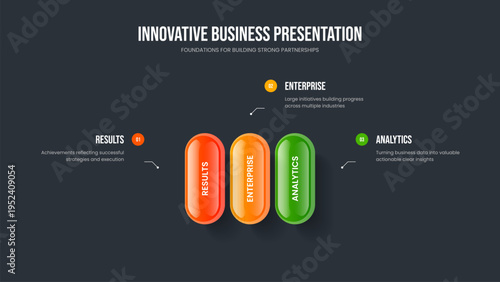 Service Portfolio 3 Step Infographic Slide Layout. Creative Insight Frame Design Vector Illustration. Investor Plan Three Option Diagram Presentation Template.