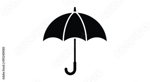 Simple black umbrella icon against a white background silhouette