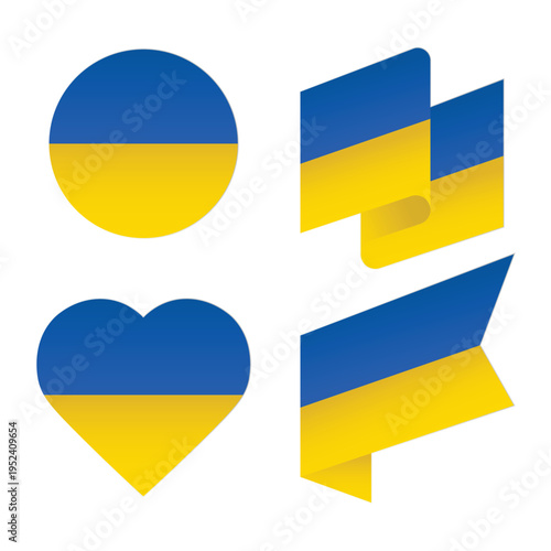 Ukraine Flag Badge Vector Illustration