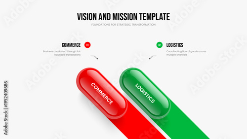 Financial Performance 2 Option Infographic Frame Layout. Market Visualization Slide Template Vector Illustration. Business Forecast Two Element Diagram Presentation Design.